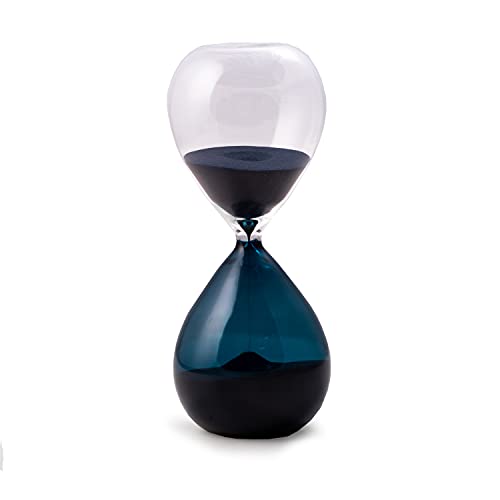Bey-Berk Phillip 60-Minute Sand Timer (Blue), 9.5" Tall Dual-Tone and Clear Hand-Blown Glass Hourglass with Colored Sand
