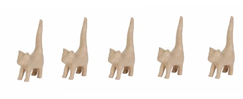 Décopatch AP129Opack - Un lot de 5 supports en papier brun pulpé 9,3x3,5x16,5 cm, Chat longue queue