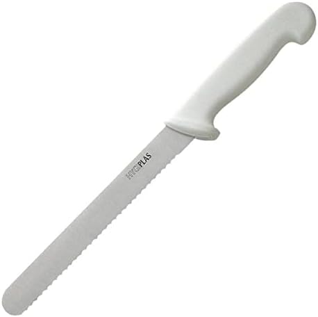 Hygiplas Bread Knife 20 cm/8 inch, White, Weight: 100 g, Colour Coded White for Dairy & Bakery, Soft Grip Nylon Handle, Dishwasher Safe, Rockwell Hardness 52-57°, C882