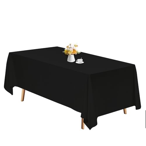 TWINPRET Rectangle Tablecloth 60 x 84 Inch, Black Waterproof Washable Polyester Table Cloth - Stain & Oil Resistant Rectangular Table Cover for Outdoor, Indoor, Banquet & Party (Fits 4 Foot Tables)