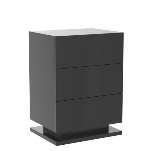 Yilqqper NS-SET-OF-2 Nightstand Set Of 2 With Led, End Tables With 3 Drawers And I Flapping Top Box, Night Stand For Bedroom, Living Room, Modern Tall Bedside Table With High Gloss Panel thumb #4