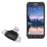 BoxWave Smart Gadget Compatible with Galaxy S6 Active - AllReader SD Card Reader, microSD Card Reader SD Compact USB - Jet Black