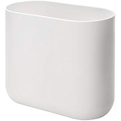 Cubo Basura Rectangular Estrecho iDesign Cade Cubo de basura para el baño o la cocina, papelera pequeña de plástico, blanco, 26,8 cm x 14,0 cm x 24,8 cm