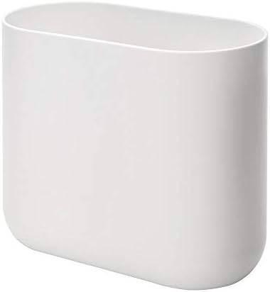 iDesign Slim Oval Plastic Waste Basket The Cade Collection, 10.56” x 5.5” x 9.77”, White