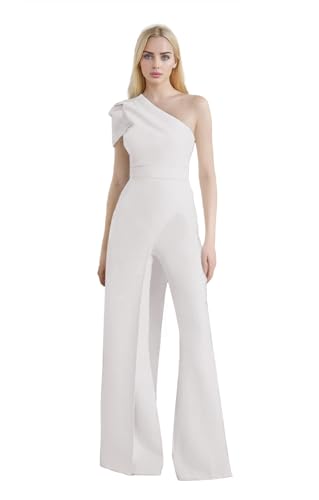 Fccdsly Jumpsuits Floor Length Wedding Guest Dress One Shoulder Minimalist Sleeveless Spliced Prom Dress 2025 FCX007 Silver