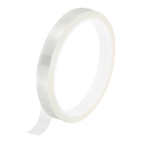 QUARKZMAN Nastro Termico Trasparente, 1 Rotolo 12mmx33m 108 Piedi Nastro Resistente al Calore ad Alta Temperatura per Sublimazione Pressa Vinile Termico Trasferimento Termico