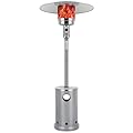 Patio Heater - Stainless Steel Burner - Triple Protection System - Wheels - Outdoor Heaters for Patio, Garden, Commercial and Residential - Silver