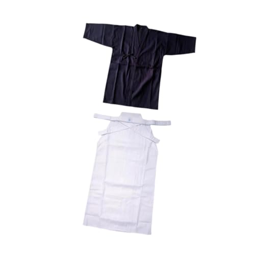 misppro Conjunto de uniforme japonés de Kendo, traje tradicional samurái Hakama, disfraz de entrenamiento de artes marciales, poliéster, Azul y blanco, 180 cm, talla unica misppro Conjunto de uniforme japonés de Kendo, traje tradicional samurái Hakama, disfraz de entrenamiento de artes marciales, poliéster, Azul y blanco, 180 cm, talla unica