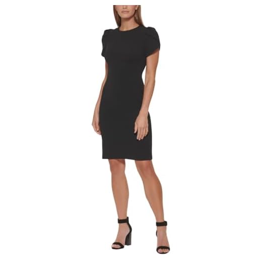 Calvin Klein Essential Sheath Tulip Sleeves – Women’s Casual Dresses with Professional Flair, Black 3, 12