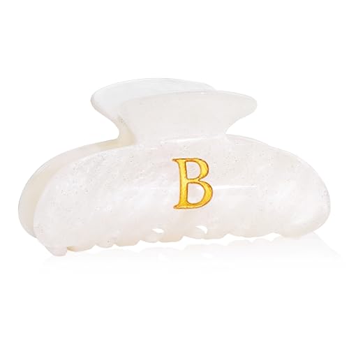 Image of Acrylic Letter Hair Clips for Women -White Monogram Hair Claw Alphabet Large Hair Clip, Fashion Glitter Claw Clips Elegant And Durable Hair Accessory, Letter B