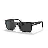 Persol PO3272S 95/48 53MM Black/Crystal Lens Polarized Dark Grey Rectangular Sunglasses for Men for Women + Bundle with Accessory Eyewear Kit