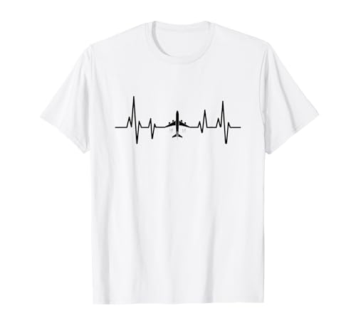 Heartbeat Pilot Airplane Fly Aviation Aereo Appassionato Maglietta