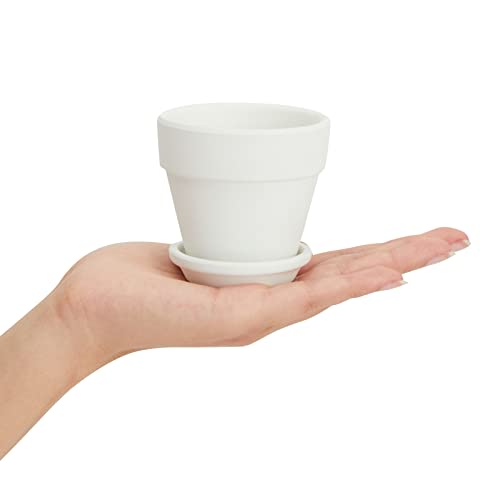 Juvale 3 Inch 12 Pack White Clay Mini Terracotta Pots With Saucers And Drainage Hole, Paintable Pottery For Succulents, Planter, Flowers, Cactus, Garden Crafts, And Wedding Decor #TOP4