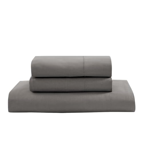 Decolab Jogo De Cama 100% Algodão Premium (Cinza-escuro, Casal (3 peças))