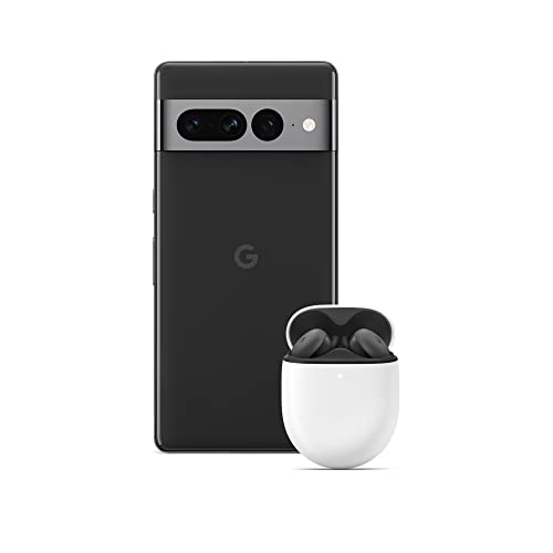 Google Pixel 7 Pro - Teléfono móvil 5G Android Libre con teleobjetivo, Objetivo Gran Angular y batería de 24 Horas de duración - 128GB, Obsidiana + Pixel Buds A-Series, Carbón