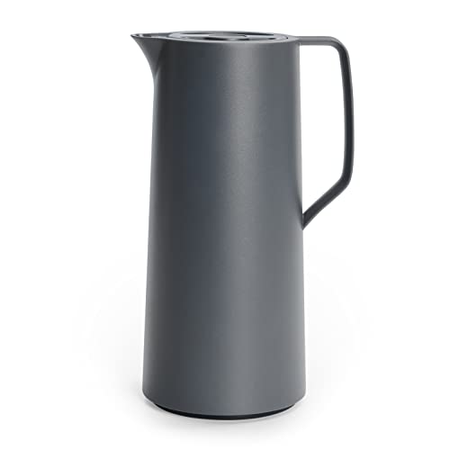 Emsa N41701 Motiva termos | 1 litr | zamknięcie Quick-Press | ciepło przez 12 h, zimno przez 24 h | szklana kolba | Made in Germany | skandynawskie wzornictwo | antracyt