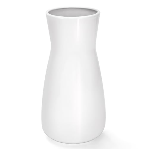 Keramik Vase, GUKJOB Blumenvase Keramik Vasen für Blumen, Dekorative Vasen für Pampasgras Deko, Modern Kleine Vase für Home Wohnzimmer Esstisch Bauernhaus Büro Dekor (Weiß) (Weiss/Opulenter Garten)