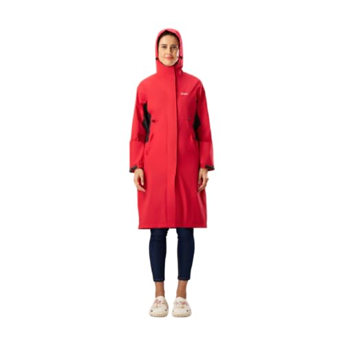 ZEEL Ladies High Neck Raincoat | Waterproof Long Raincoat with Be...
