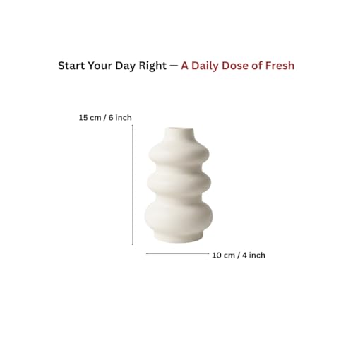 Image of Modern Ceramic Flower Vase for Home Decor Matte White Decorative Table Vase Nordic Minimalist Vase for Pampas Grass, Dried & Artificial Flowers Living Room, Bedroom, Office