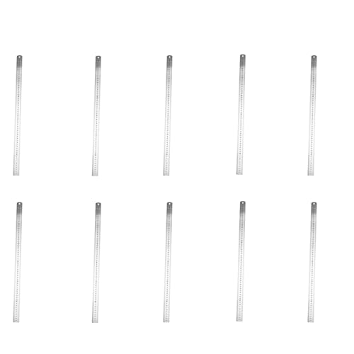 Règle à bord droit en acier 60cm lot de 10 double face argent