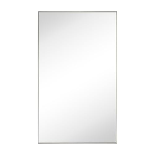 Image of TEHOME Brushed Nickel Bathroom Vanity Mirror with Squared Corners, 24x40'' Silver Rectangle Stainless Steel Metal Framed Mirror for Bathroom