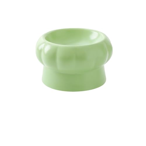 猫用食器かわいいキノコ型陶器製ダブルボウルねこ食器犬用食器ペット食器 (キノコペットボウル-緑を塗る)