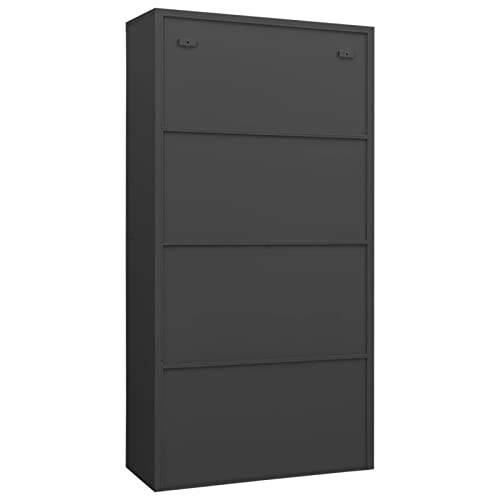 Gecheer-Armario-de-Taquilla-con-2-Puertas-y-4-Estantes-Armario-Multifuncion-Organizador-de-Almacenamiento-de-Acero-Gris-Antracita-90x40x180-cm