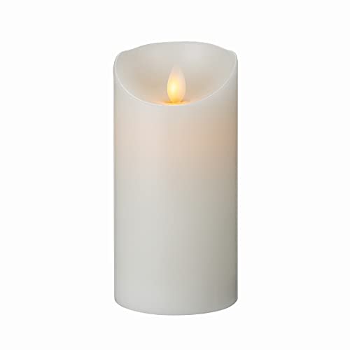 Image of Fire Tek 3 x 6 Inch Flameless Pillar Candle, 1 Programable LED Pillar Candle - Dancing Flame, For Home, Weddings, And Parties, White Real Wax Battery Pillar Candle, Remote Sold Separately,