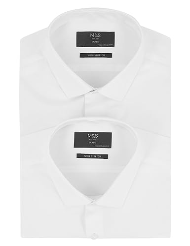 Image of Marks & Spencer Men's 3 Pack Regular Fit Easy Iron Long Sleeve Shirts