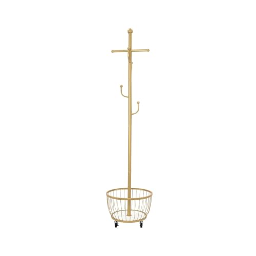 Perchero independiente Perchero para el pasillo, percha de ropa con cesta de almacenamiento y rueda móvil para entrada, pasillo, dormitorio y oficina Soporte de perchero