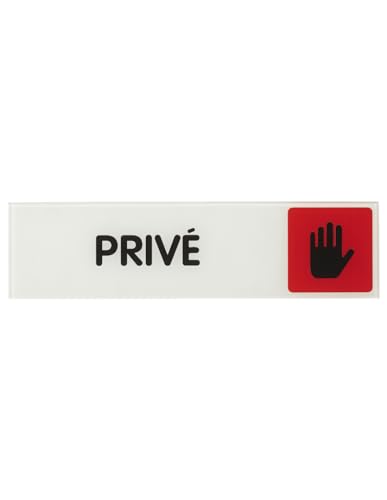 THIRARD - Plaque de Signalisation Adhésive - Plexiglass Brillant - Facile à Poser - Texte Lisible Privé - Idéal pour Bureaux et Magasins - 170 x 45 mm - Blanc