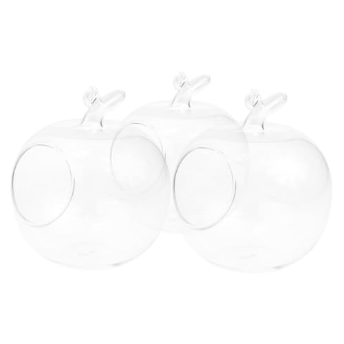 POPETPOP 3 Piezas Botellas Hidropónicas de Vidrio Transparente con Forma de Manzana Maceta Decorativa de Mesa para Micro Paisaje y Decoración de Hogar y Oficina