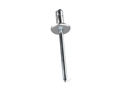 Blind/Breakstem Rivet, (Qty: 100), Rivet Series: 84, Rivet Size: 1/4", Length: .250", Grip Range: .126-.250", Head Style: Large Flange, Material (Rivet/Mandrel): Steel/Steel, Finish: Zinc