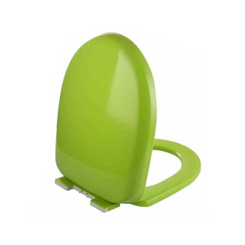 Asiento de inodoro cierre suave,Liberación rápida for una fácil limpieza,Fijación superior,Bisagras ajustables,Cubierta universal antideslizante(Green)
