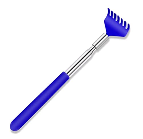 Image of Alexvyan Small Adjustable Portable Extendable Back Scratcher, Metal Stainless Steel Telescoping Itching Stick Tool (Pack of 1 - Model1 Blue)