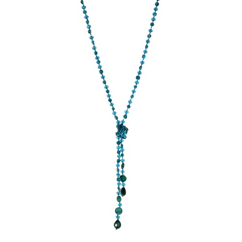 Fashion Beads Knotted Necklace Long Strand With Dangling Accents Sparkly Teardrop Crystal Handmade Wrap Beaded Necklaces for Women Fashion Costume Jewelry