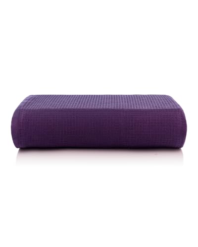 Image of Casa Copenhagen, Egyptian Cotton - Waffle Terry Towel 4 Piece 100% Cotton Large Bath Towel Set - Dark Purple