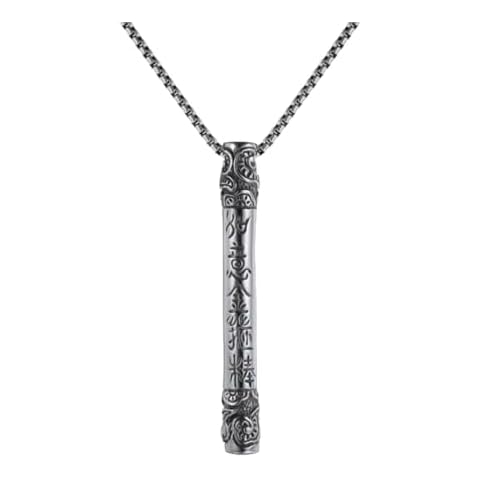 PAMTIER Men's Stainless Steel Vintage Punk Monkey King Golden Cudgel Mantra Special Flower Clouds Pattern Inlay Biker Pendant Necklace with Chain Cover