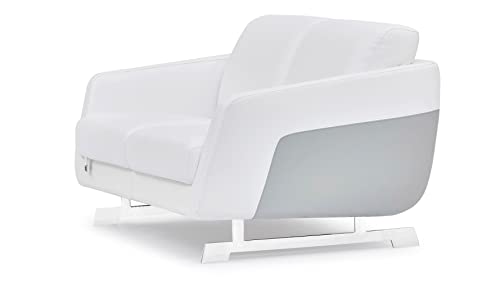 Zuri Furniture Modern Armondo Loveseat In Two Tone White Microfiber Leather And Grey Accent #TOP3
