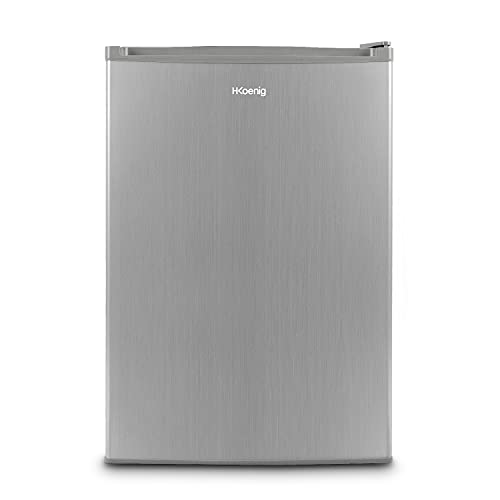 H. Koenig Réfrigérateur FGX890, Frigo combiné sous plan, 113L, Congélateur 17L, Bac à glacons, bac à légumes, porte-bouteilles, 2 clayettes, Hauteur réglable, Porte Réversible, 60W Gris