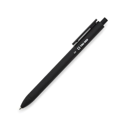 Image of STAPLES TRU RED Retractable Gel Pens, Fine Point 0.5mm, Black Ink, 5 Pack - Quick‑Dry Pens for Precise, Smear‑Free Writing