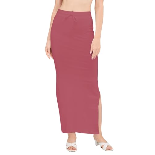 Image of DESI GIRL Cotton Lycra Stretchable Saree Shapewear Petticoat with Drawstring for Women | Fishcut Saree Petticoat with Side Slit for Easy Movement | Saree Shaper | Long inskirt