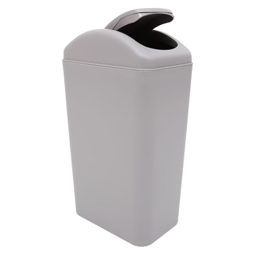 Caneca de basura rectangular con tapa abatible gris 12L miniatura 1