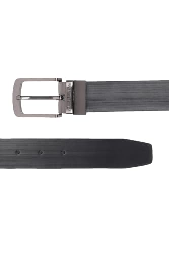 Image of Louis Philippe Men's 100% Italian Leather Brush Nickel Buckle Formal Reversible Belt