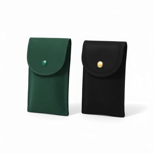 Street27® Travel Watch Pouch for Men & Women | Soft Case with Velvet Inner | Single Storage Organizer | Portable Anti-Scratch Holder | Black & Green (Pack of 2)