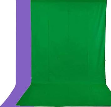 Cam Cart Non-Transparent 2-in-1 Photography Backdrop Background Chromakey, 2 Colors in Single Backdrop (8X10, Purple & D Green)