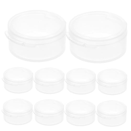 WEKAMOS 10 pièces Boîte de Rangement Ronde Transparente PP avec Couvercle Lot pour Accessoires Bijoux et Cosmétiques Boîte de Petite Sécurisée et Empilable
