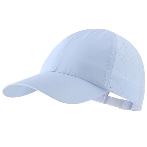 Connectyle Mens Quick Dry Fitness Hat Adjustable Baseball Sports Cap Breathable Workout Hat Tennis Golf Cap Women Light Blue