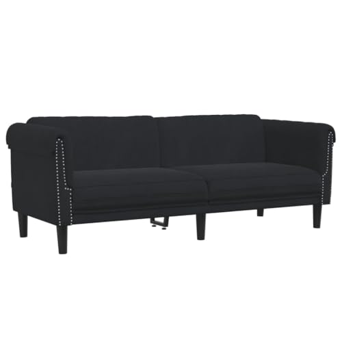Festnight 3-Sitzer Sofa Couch 3er Couch Samt Schwarz 203 x 77 x 74 cm Modern Wohnzimmer – Bild 4