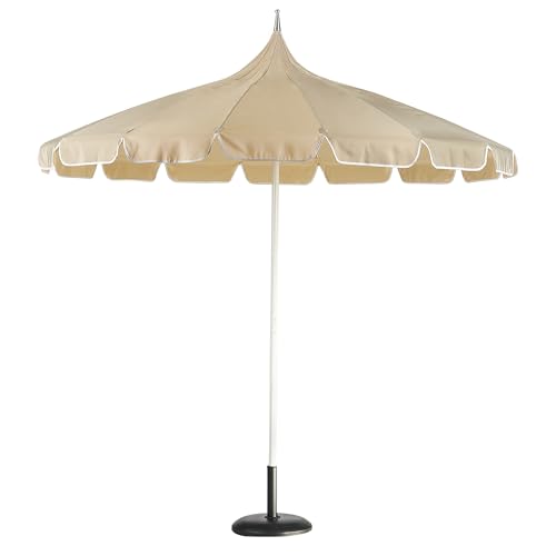 Beliani Elegante Ombrellone Da Giardino ⌀ 245 Cm Palo In Alluminio Bianco Tessuto Poliestere Beige - 4